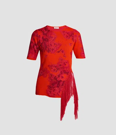 Erdem French Fray Short Sleeve Knit Top In Multi