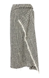Erdem Draped Herringbone Midi Skirt In Black,white