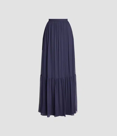 Erdem Full Length Skirt With Tiered Hem In Blue