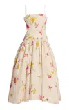 Erdem Full-skirt Linen Midi Dress In White