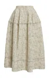 Erdem Full-volume Cotton-blend Midi Skirt In Neutral