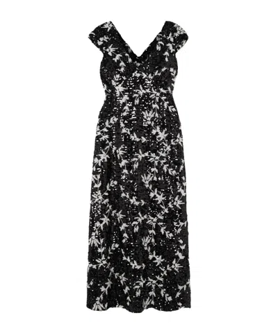 Erdem Garnet Sequined Embroidered Dress In Black