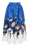 Erdem Gathered Cotton-blend Midi Skirt In Multi