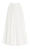 Erdem Gathered Cotton Broderie Midi Skirt In Ivory