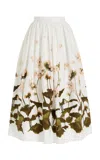 Erdem Floral Print A-line Midi Skirt In White