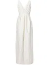 Erdem Gathered Floral-matelassé Gown In Neutrals