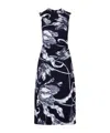 Erdem Floral-print Draped Sleeveless Midi Dress In Black