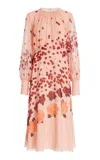 Erdem Gathered Silk Midi Dress In Pink