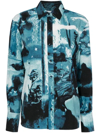 Erdem Graphic Print Long Sleeves Shirt In Blue