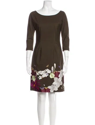 Pre-owned Erdem Graphic Print Mini Dress In Green