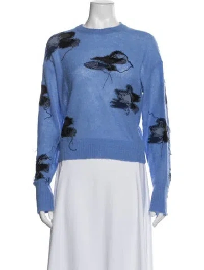 Pre-owned Erdem Graphic Print Mock Neck Sweater In Blue