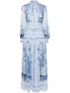 Erdem Graphic-print Silk Dress In 蓝色
