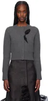 Erdem Gray Cropped Cardigan In Grey