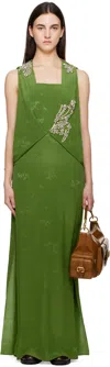 Erdem Green Sleeveless Drape Midi Dress In Green