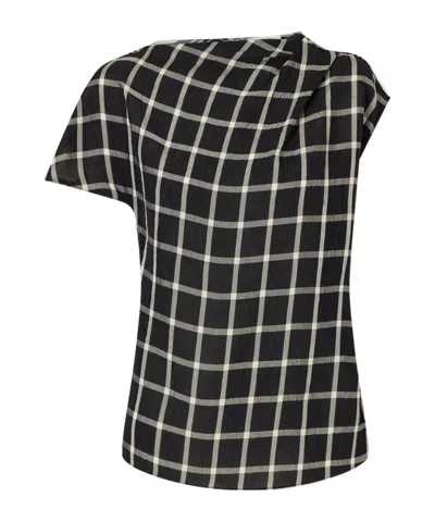 Erdem Crushed Window Checked Georgette Tank In Black