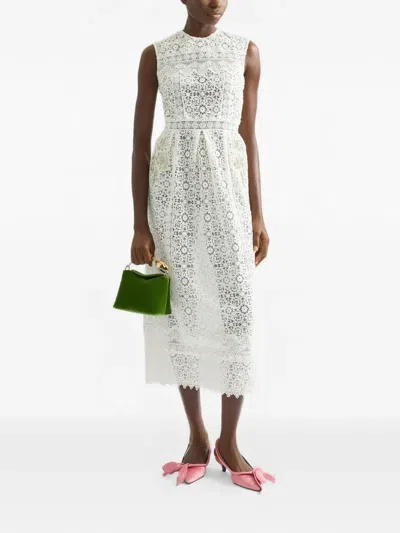 Erdem Guipure Lace Embellishment Midi Dress In White