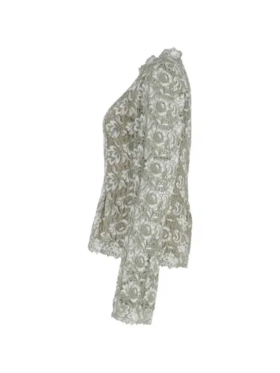 Pre-owned Erdem Guipure Lace Flared-sleeve Blouse In Green