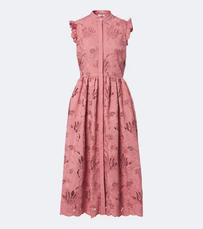 Erdem Guipure Lace Midi Dress In Rosa