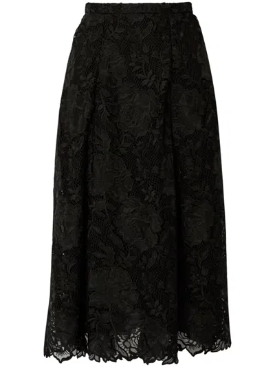 Erdem Guipure-lace Midi Skirt In Black