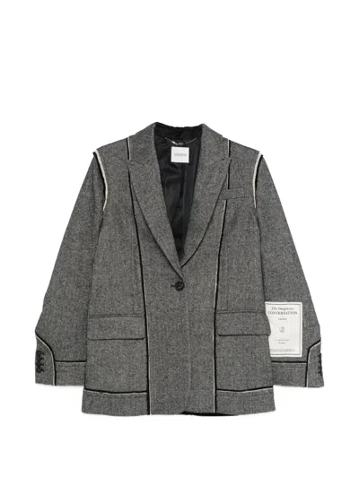 Erdem Herringbone Blazer In Gray