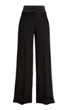 Erdem Womens Black Double-waistband Wide-leg Wool Trousers In Black