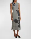 Erdem Wool Floral-printed Midi Sheath Dress In Blue
