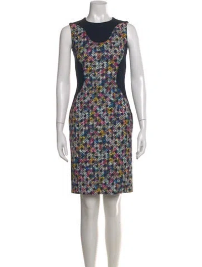 Pre-owned Erdem Houndstooth Print Knee-length Dress In Blue