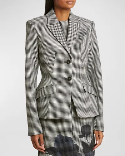 ERDEM HOUNDSTOOTH SINGLE-BREASTED TAILORED BLAZER