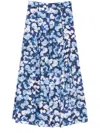 Erdem Pleated Cotton Midi Skirt In Blue