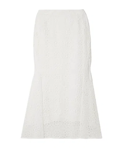 Erdem Ivetta Midirock Aus Einer Baumwollmischung Mit Lochstickerei In Weiss