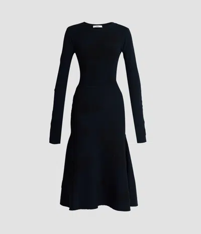 Erdem Jacquard Long Sleeve Midi Knit Dress In Blue
