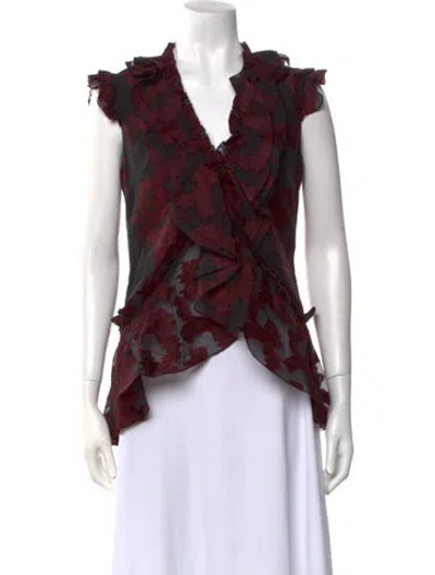 Pre-owned Erdem Jacquard Printed Blouse In Black