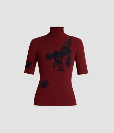 Erdem Jacquard Short Sleeve Knit Top In Brown