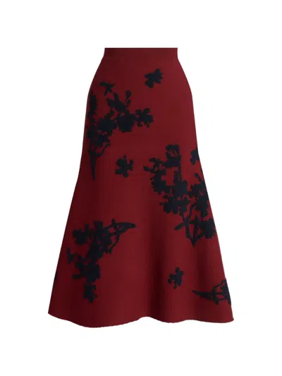 Erdem Jacquard-knit Patterned Midi Skirt In Multi