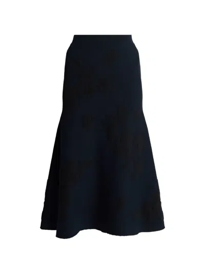 Erdem Jacquard Midi Knit Skirt In Blue
