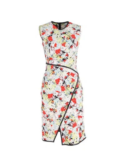 Pre-owned Erdem Josette Floral Print Wrap Dress In White