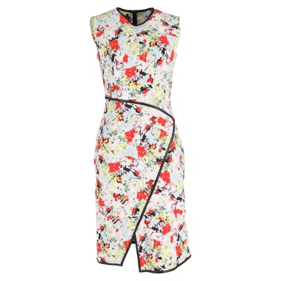 Erdem Josette Knee-length Floral Print Wrap-effect Dress In Multicolor Viscose