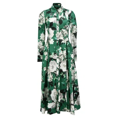 Erdem Josianne Floral-print Midi Dress In Green Cotton