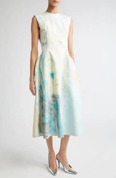 ERDEM ERDEM KAYE DONACHIE PRINT COTTON MIDI DRESS