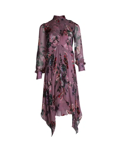 Erdem Kaylah Floral-print Midi Dress In Purple Silk