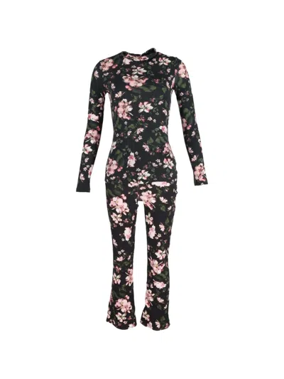 Pre-owned Erdem Kelly Floral-print Trousers Set In Black