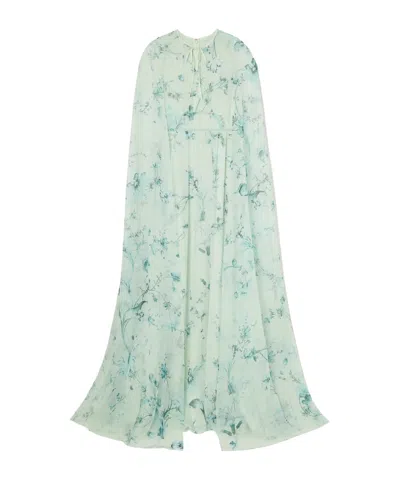 Erdem Kenley's Shawl-style Tie-up Printed Dress In Green