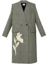 Erdem Embroidered Checked Wool Coat In Schwarz