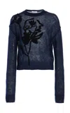 Erdem Knit Embroidered Sweater In Navy