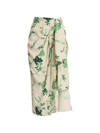 Erdem Knot-detail Midi Skirt In Neutral