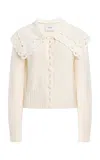 Erdem Lace-collared Wool-blend Cardigan In White