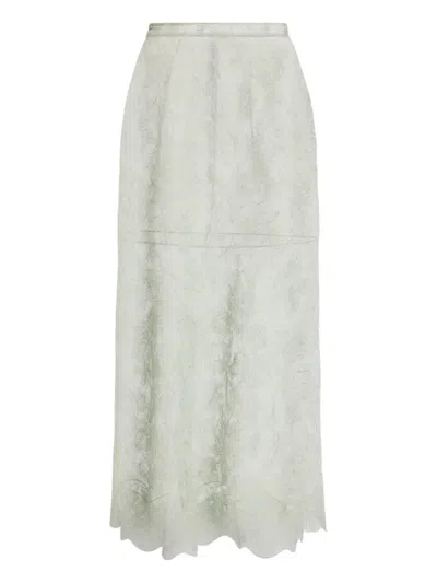 Erdem Lace-embellished Maxi Skirt In Green