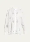 ERDEM LACE-EMBROIDERED LONG-SLEEVE OPEN-BACK SHIRT