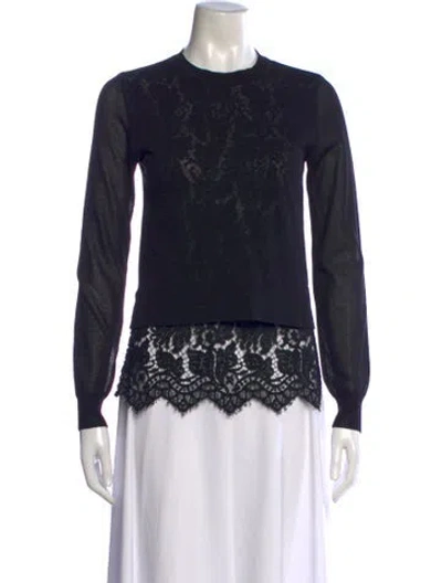 Pre-owned Erdem Lace Pattern Crew Neck Blouse In Black
