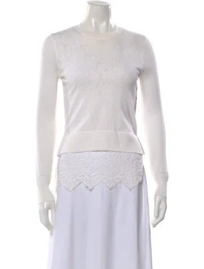 Pre-owned Erdem Lace Pattern Crew Neck Top In Neutral